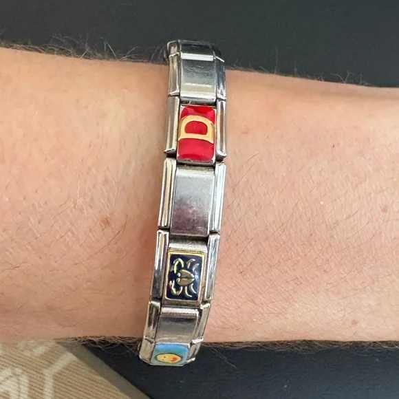 Vintage Italian Link charm bracelet stainless steel cancer crab zodiac sign y2K - Picture 9 of 10